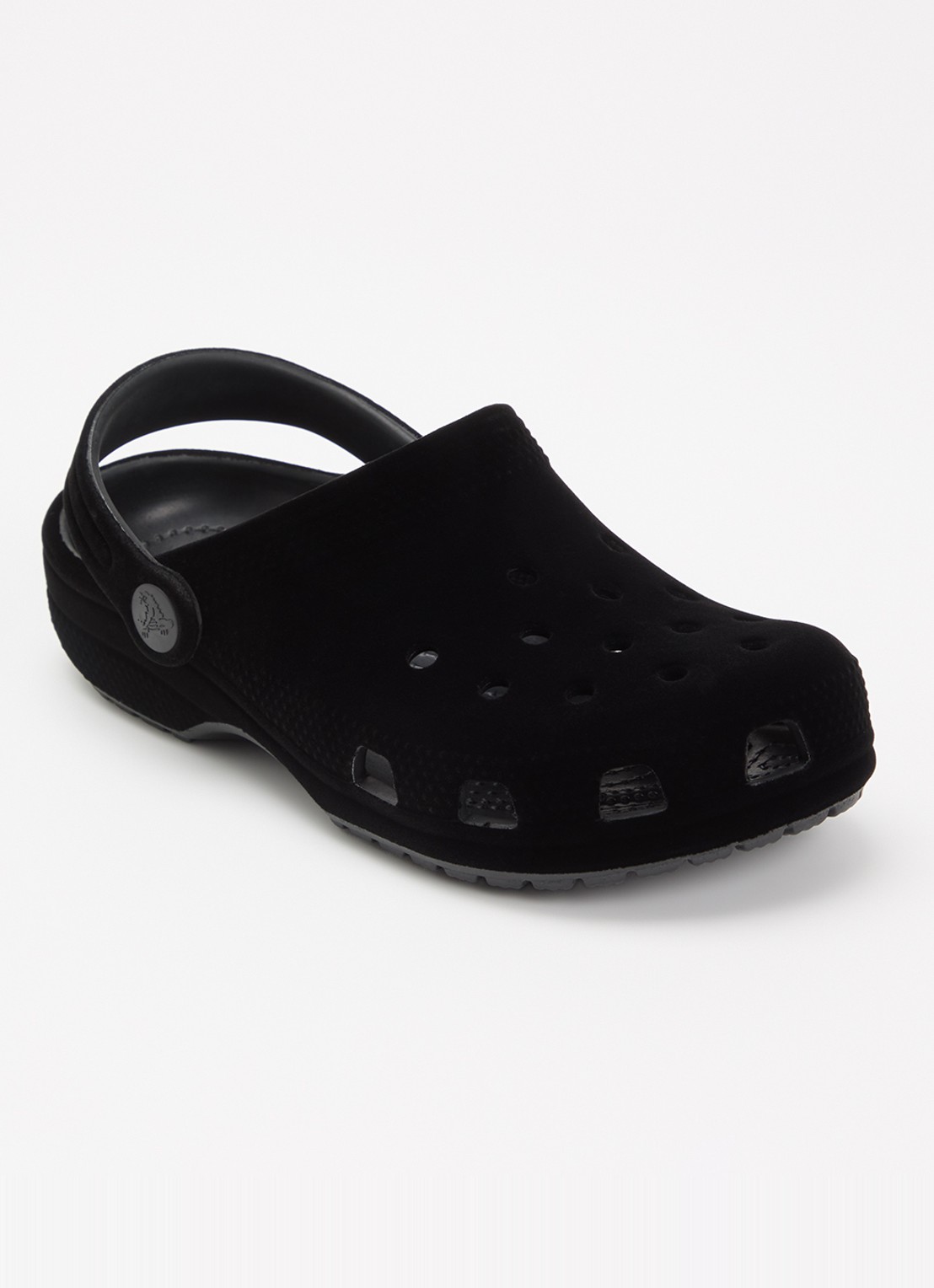 Crocs Classic Velvet Clog instapper met logo - voorkant 2 zwart