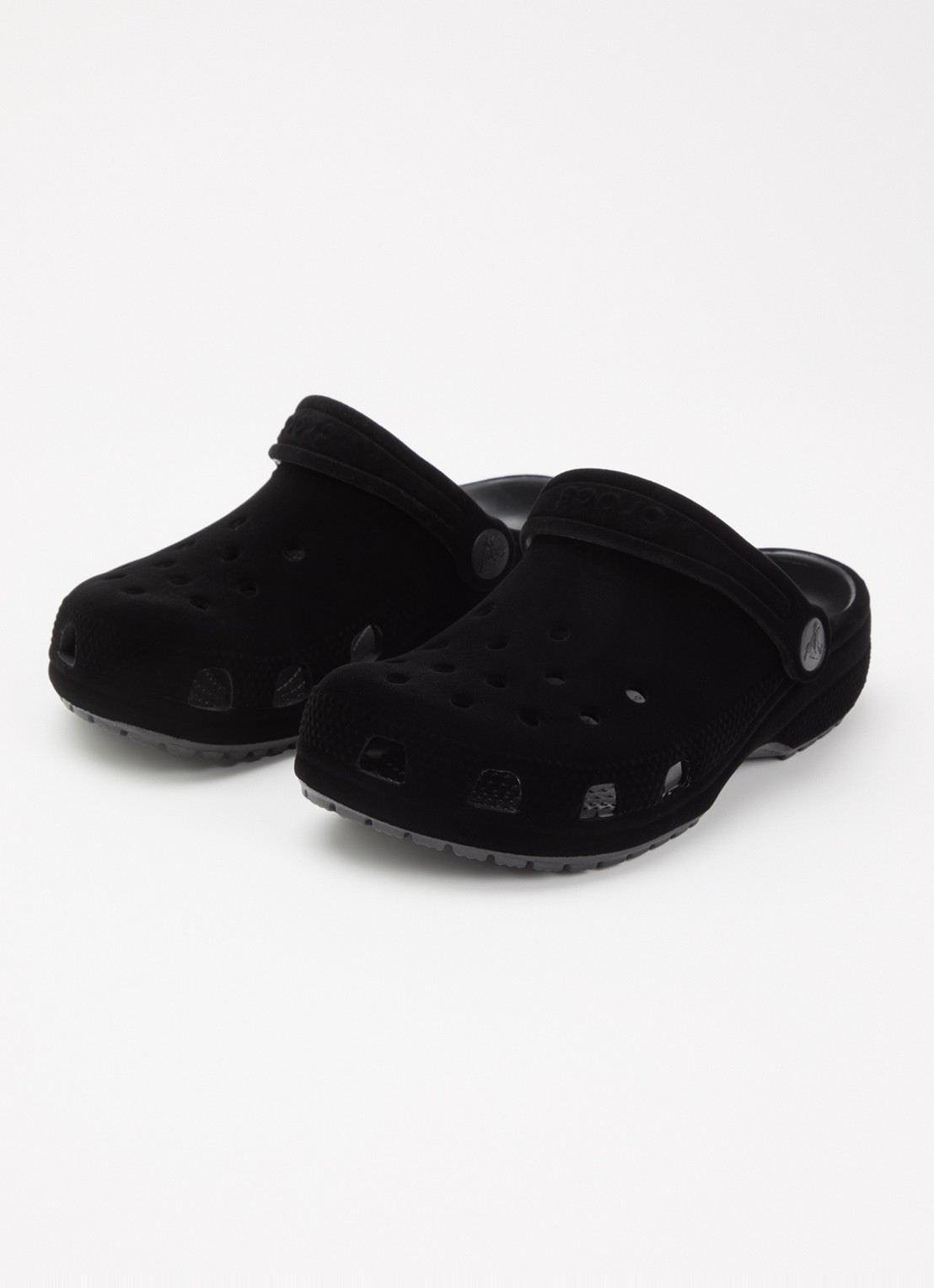 Crocs Classic Velvet Clog instapper met logo - voorkant 3 zwart