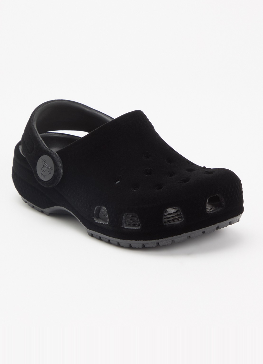 Crocs Classic Velvet Clog instapper met logo - voorkant 3 zwart