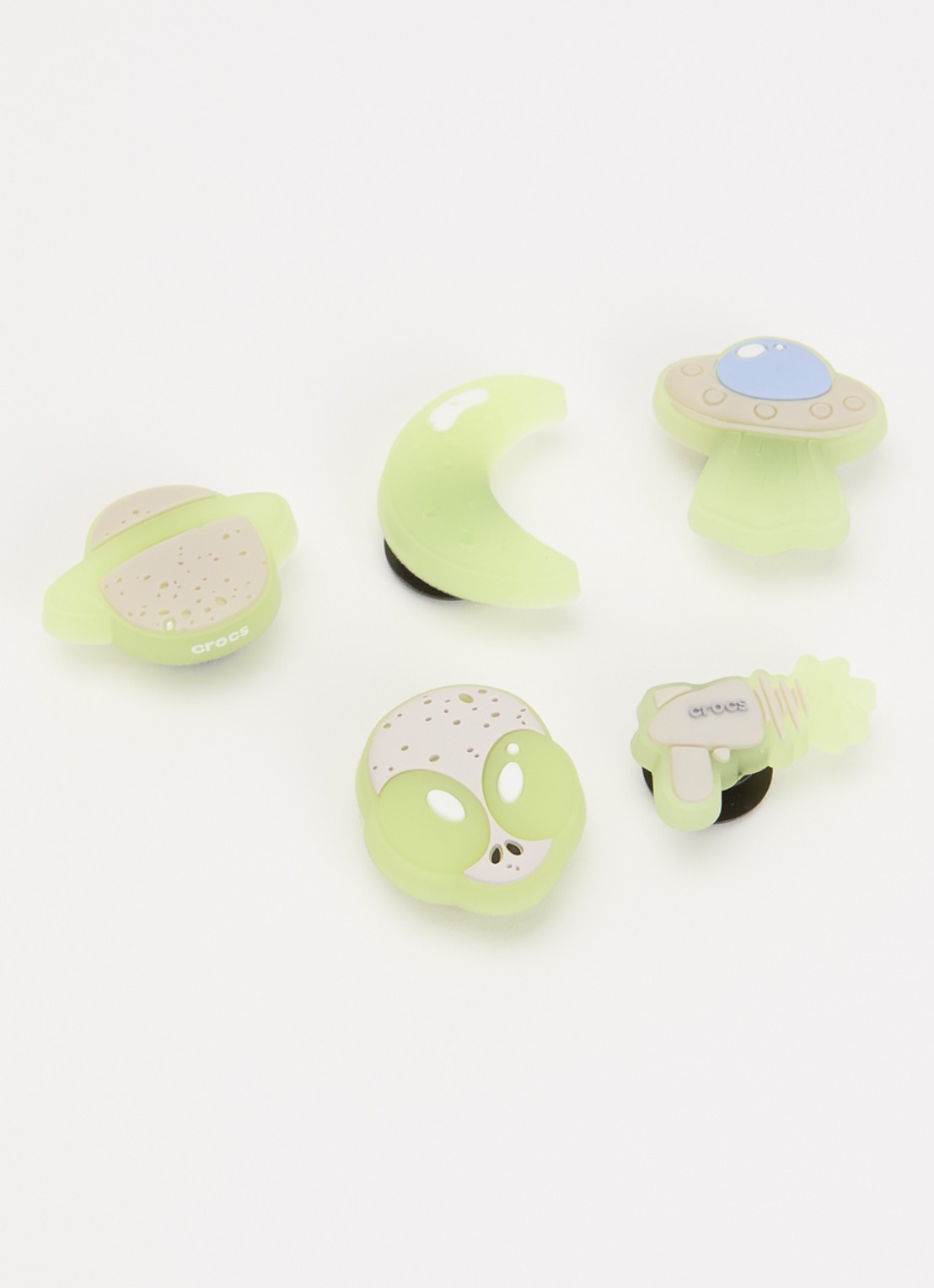 Crocs Glow In The Dark Space schoenaccessoire 5-pack - voorkant 2 lichtgroen