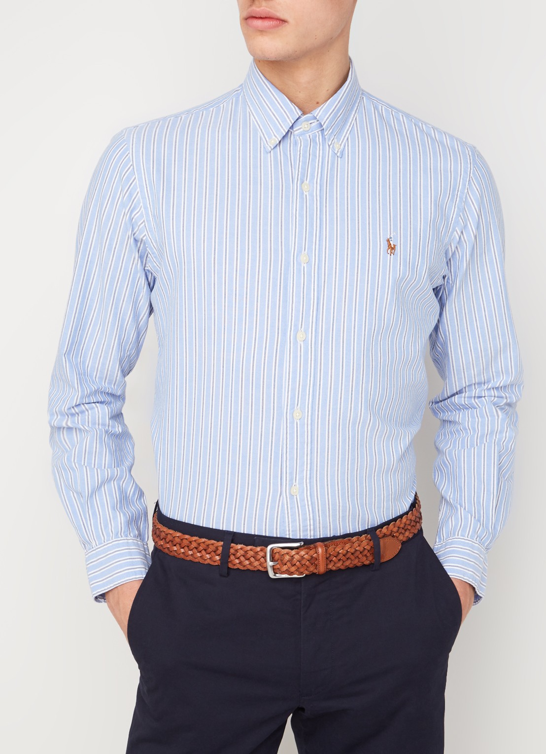 Custom fit button down-overhemd - detail patterned - blue