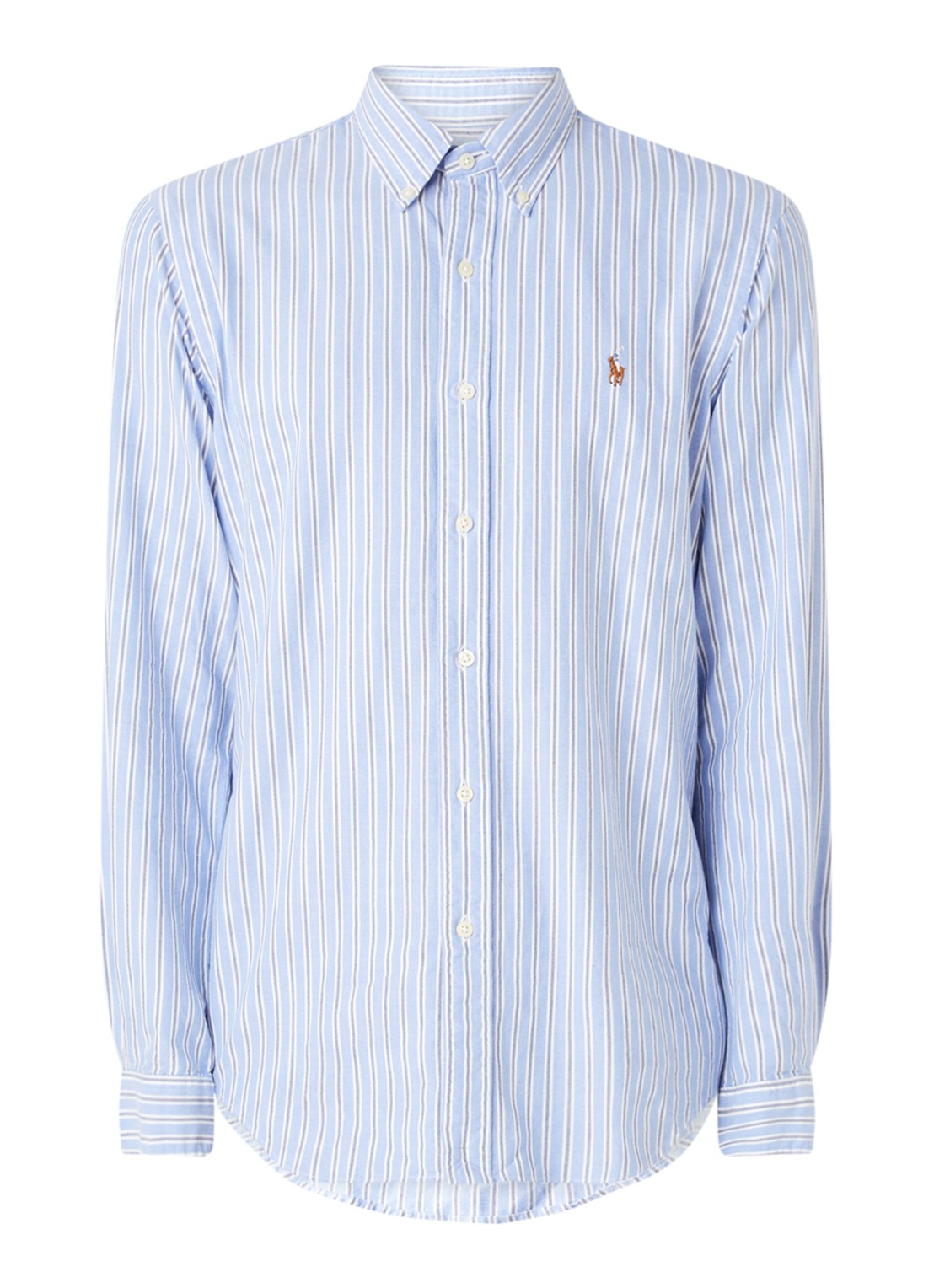 Custom fit button down-overhemd - voorkant 3 patterned - blue