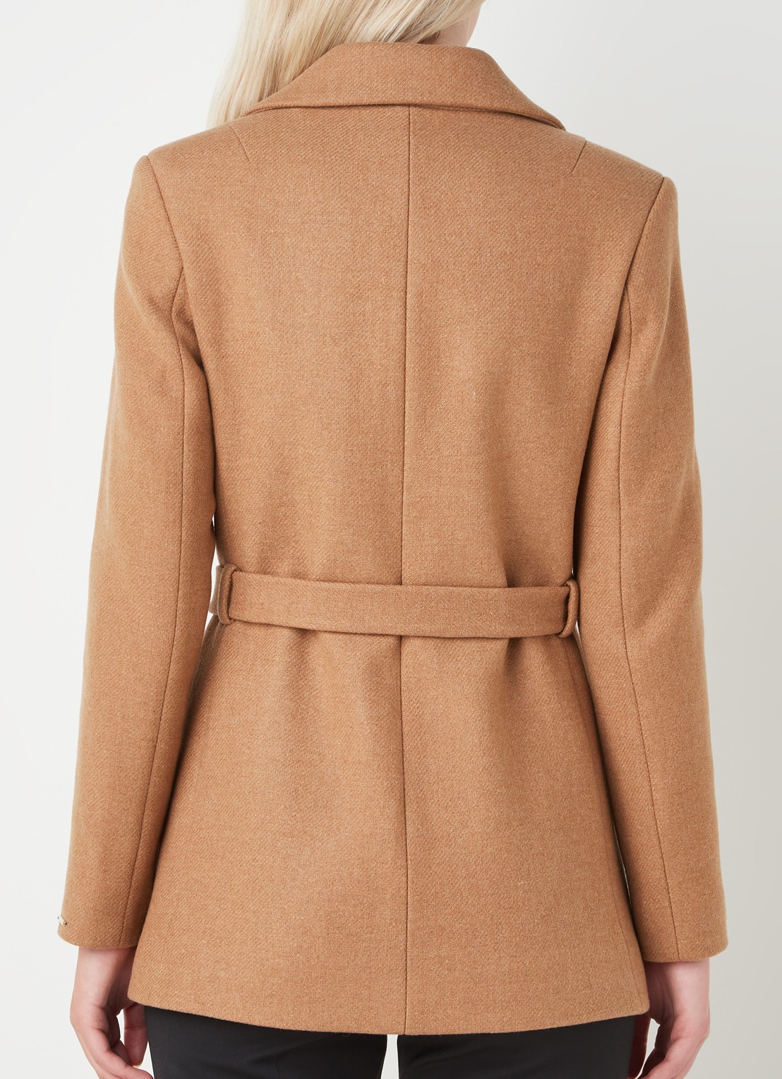 CVRD Eloise mantel in wolblend met strikceintuur - achterkant 4 camel
