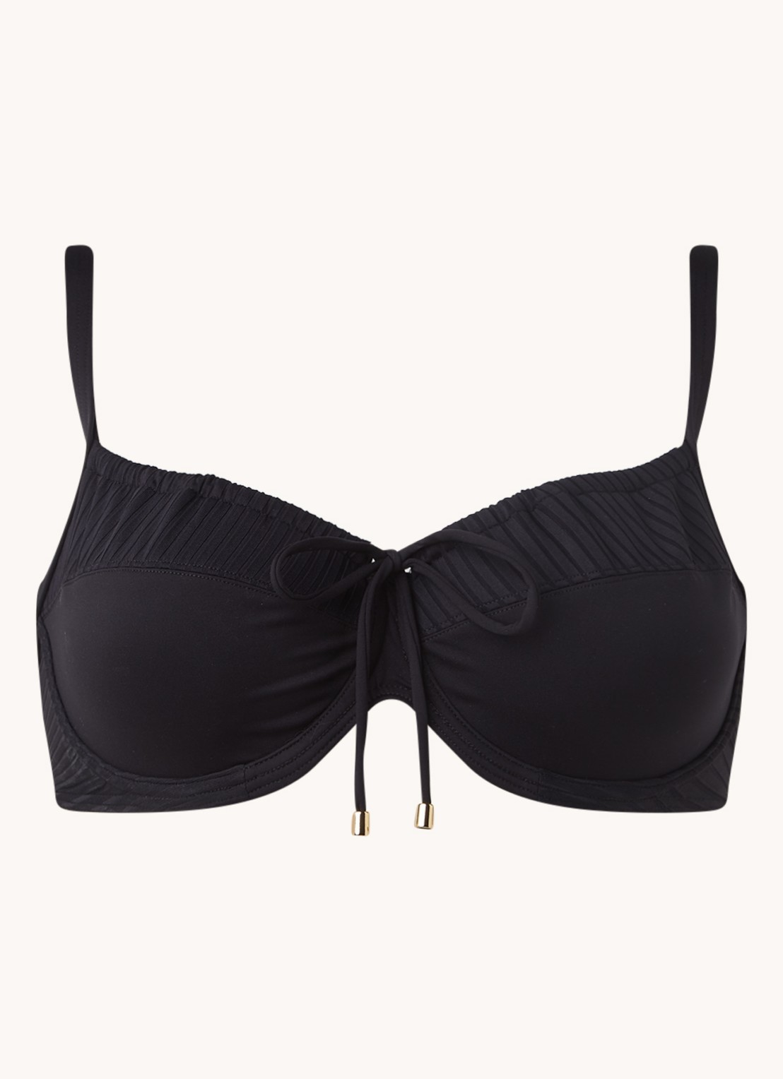 Cyell Beugel bikinitop met strikdetail - voorkant zwart