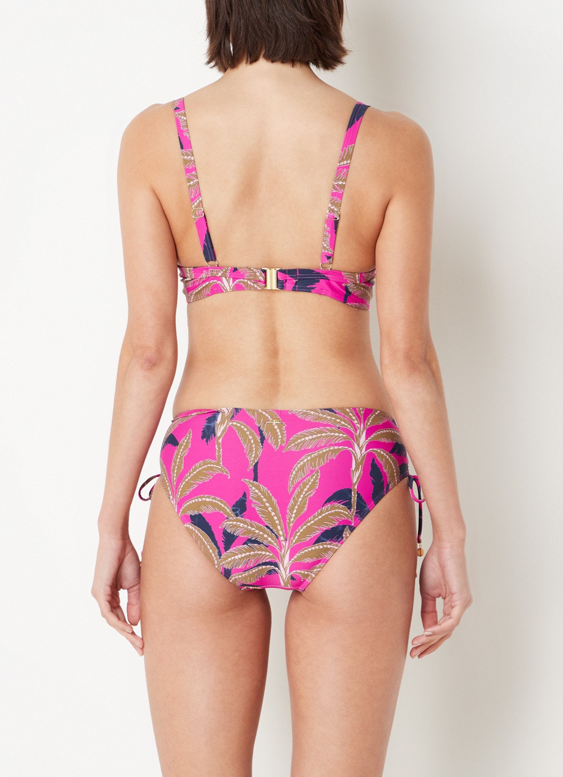 Cyell Bikinitop met beugel en bladprint - achterkant 6 fuchsia