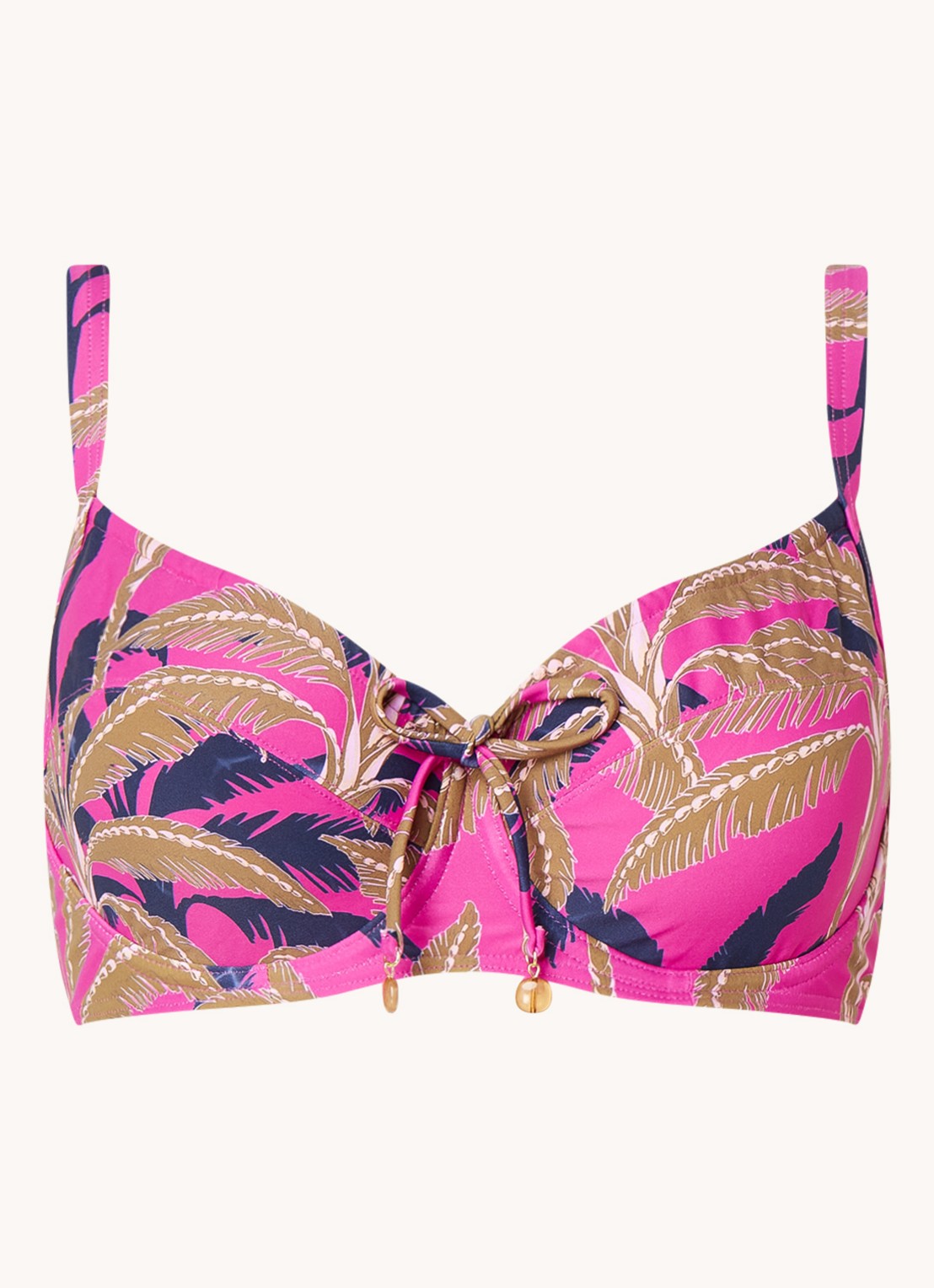 Cyell Bikinitop met beugel en bladprint - voorkant 9 fuchsia