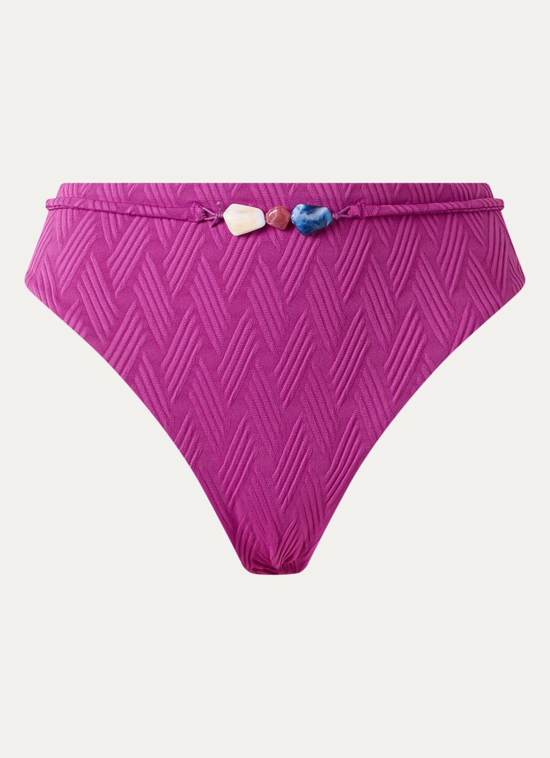 Cyell High waisted bikinislip met kralendecoratie  - voorkant violet