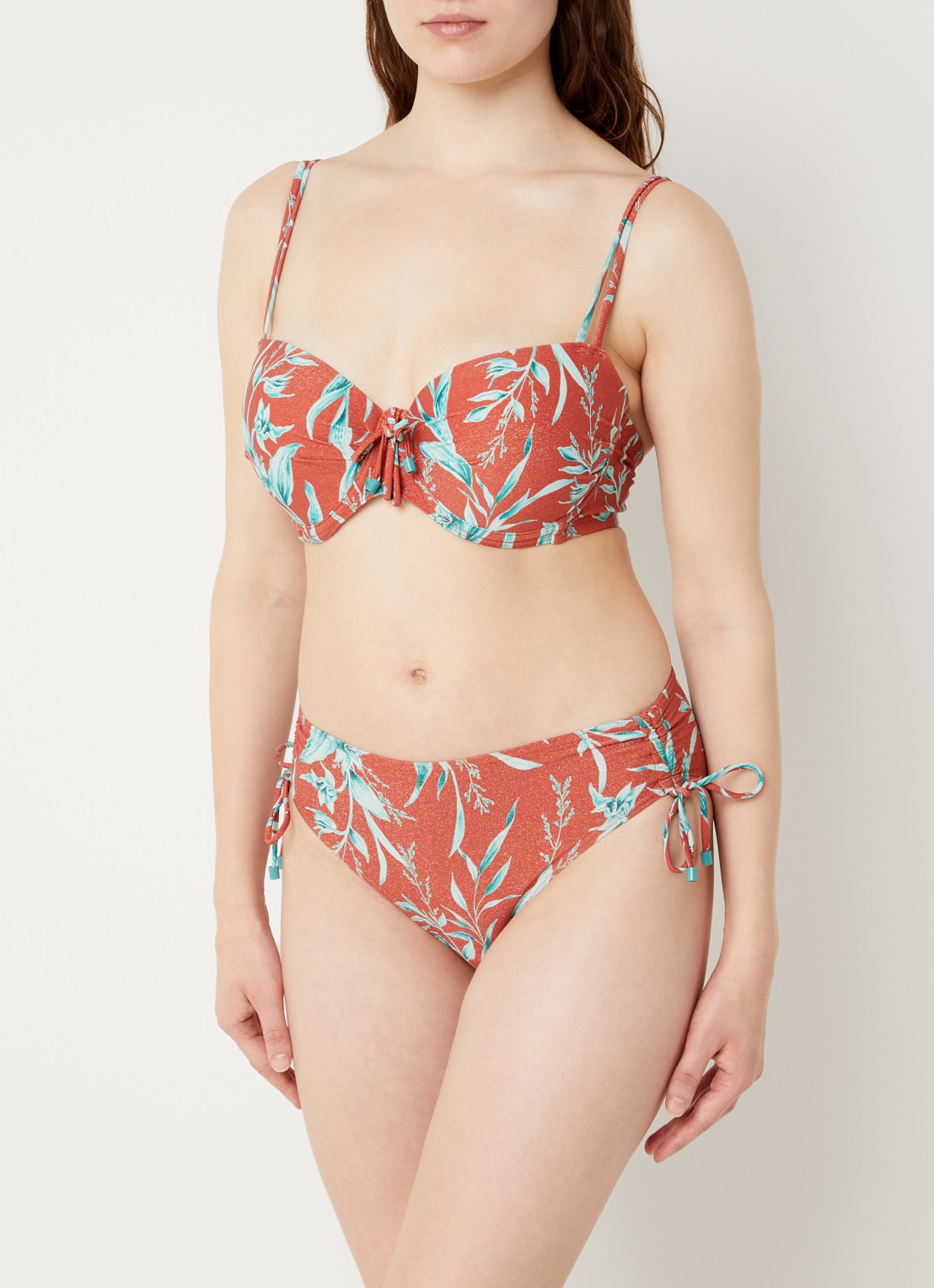 Cyell High waisted bikinislip met print - detail 4 steenrood