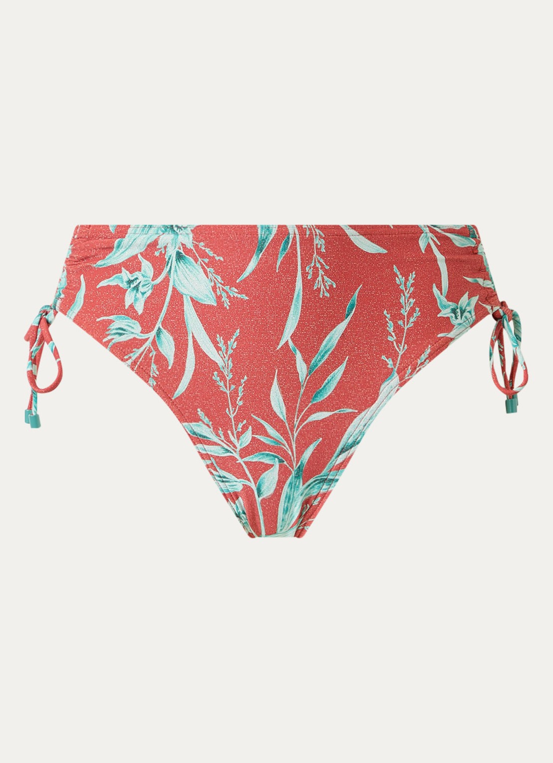 Cyell High waisted bikinislip met print - voorkant steenrood