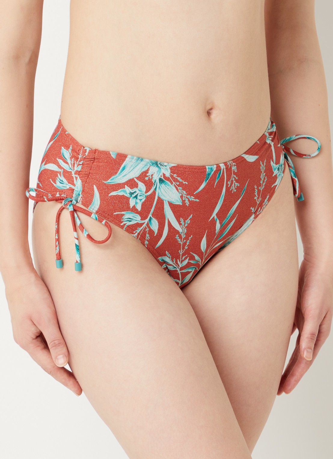 Cyell High waisted bikinislip met print - voorkant 2 steenrood