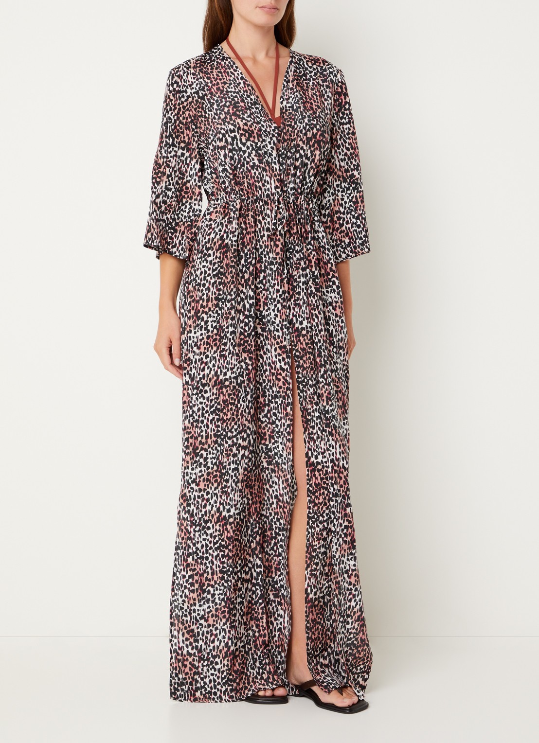 Cyell Kimono met panterprint - detail 4 zwart