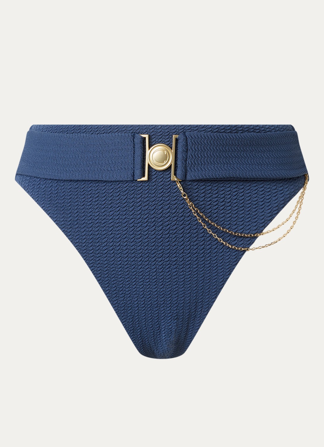 Cyell Midnight Waves high waisted bikinislip met kettingdetail - voorkant 4 indigo