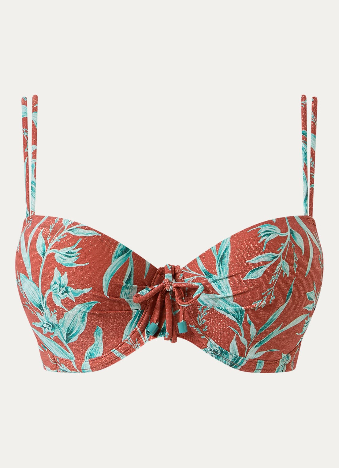 Cyell Voorgevormde balconette bikinitop met luruex - voorkant 4 roestbruin