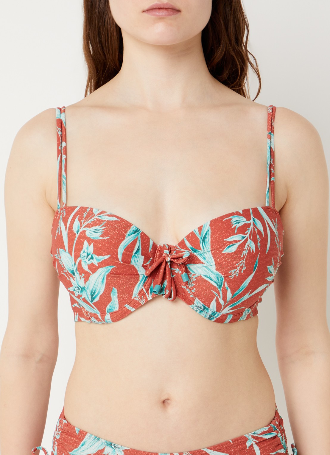 Cyell Voorgevormde balconette bikinitop met luruex - voorkant 5 roestbruin