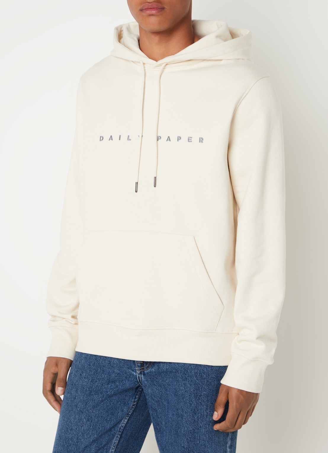 Daily Paper Alias hoodie met logoborduring - detail 4 ivoor