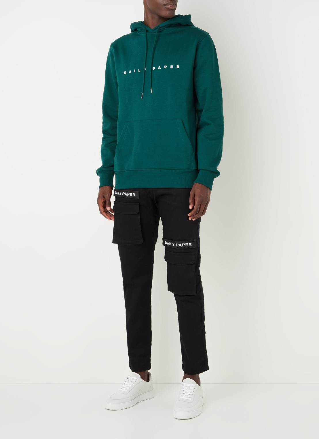 Daily Paper Alias hoodie met logoborduring - voorkant 5 groen
