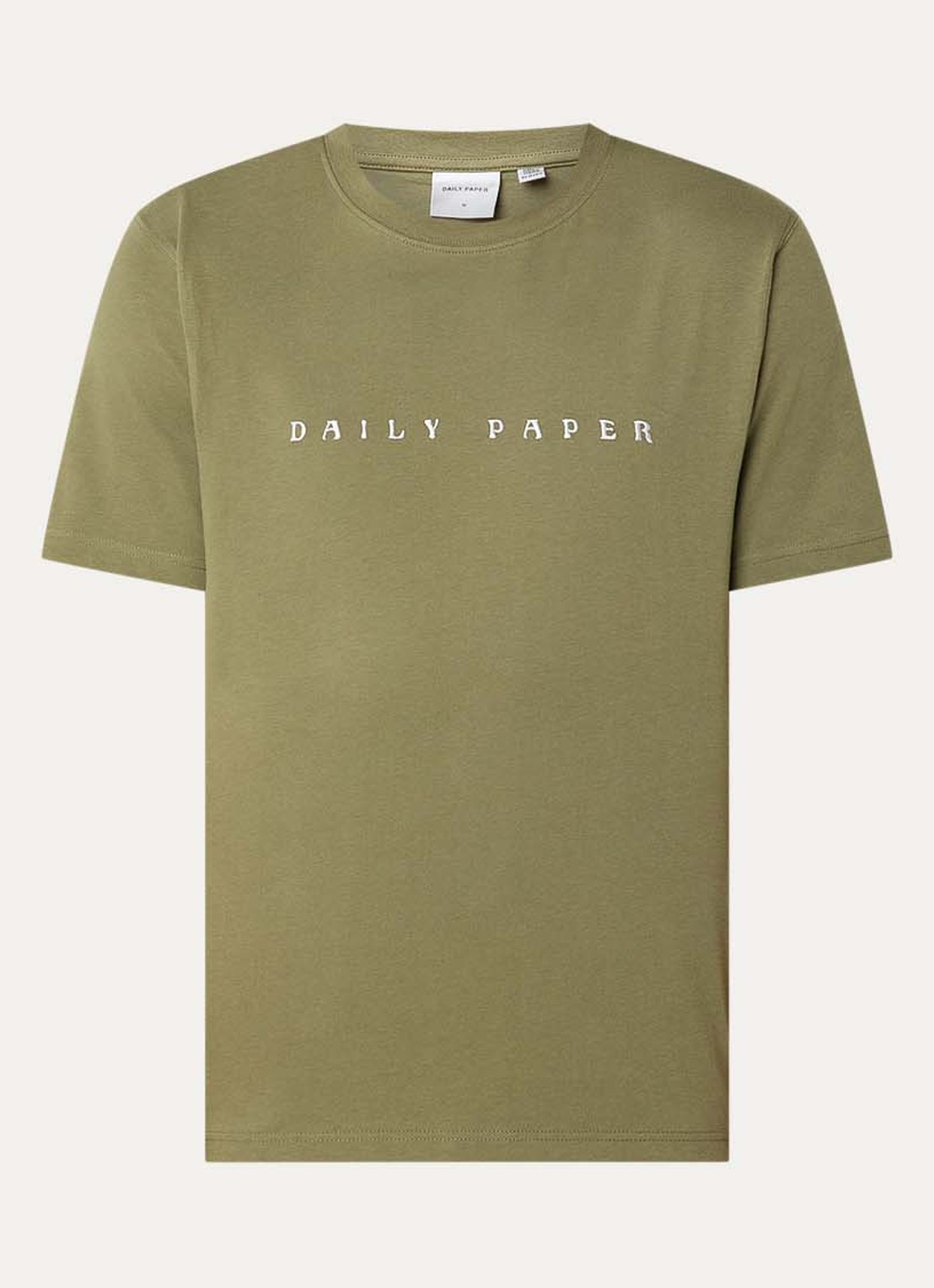 Daily Paper Alias T-shirt met logo- en backprint - voorkant olijfgroen