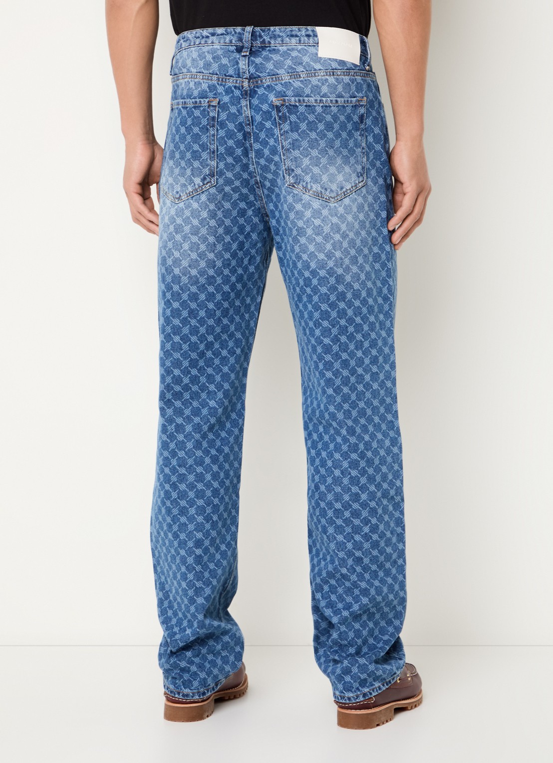 Daily Paper Amba mid waist straight leg jeans met logoprint  - achterkant middenblauw
