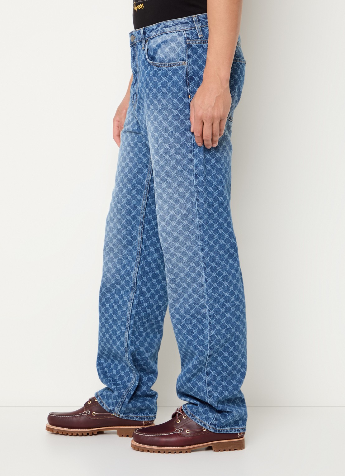 Daily Paper Amba mid waist straight leg jeans met logoprint  - detail 5 middenblauw