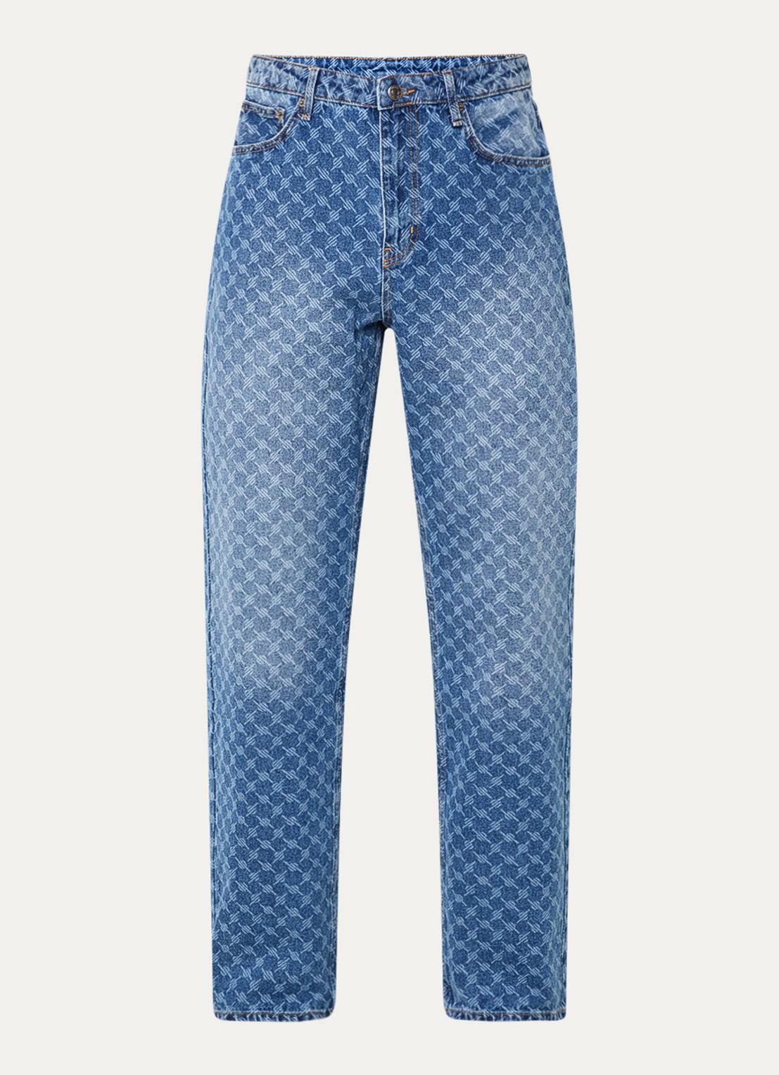 Daily Paper Amba mid waist straight leg jeans met logoprint  - voorkant 2 middenblauw
