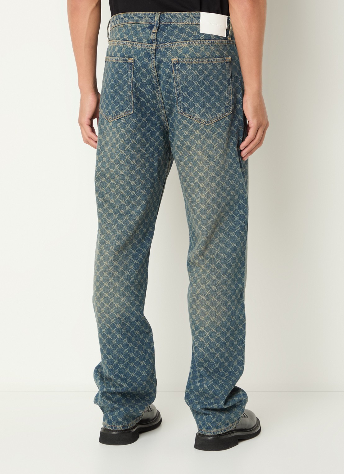 Daily Paper Amba mid waist straight leg jeans met logoprint  - achterkant indigo