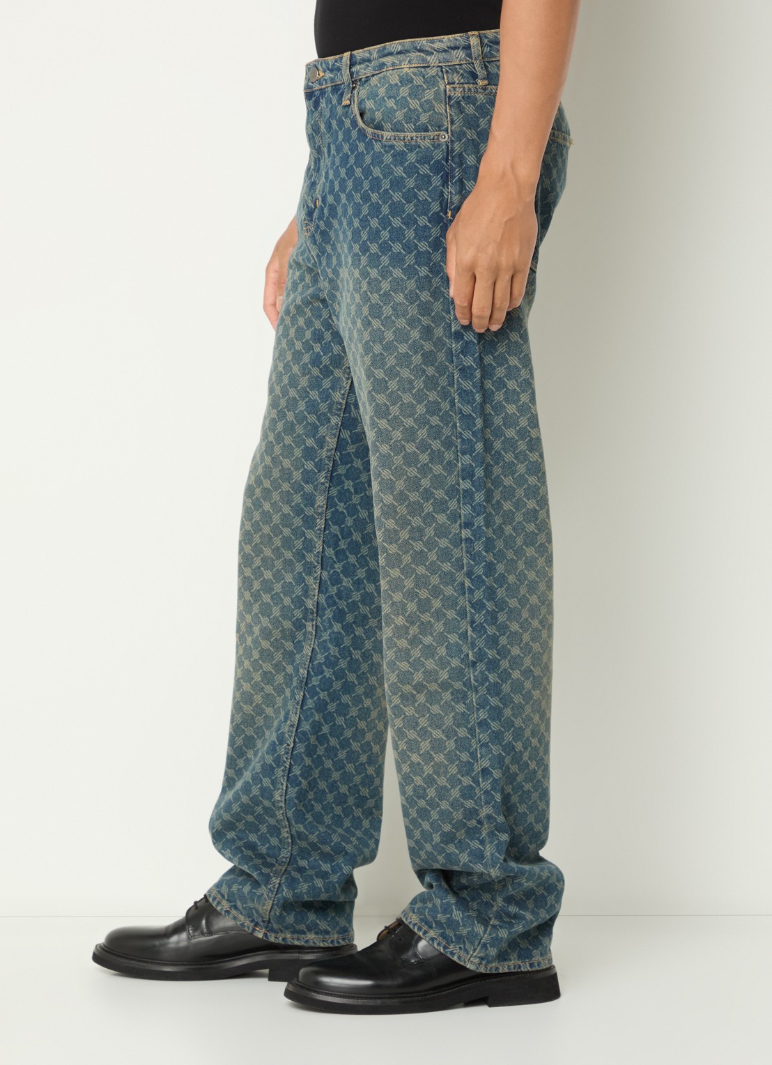 Daily Paper Amba mid waist straight leg jeans met logoprint  - detail 3 indigo