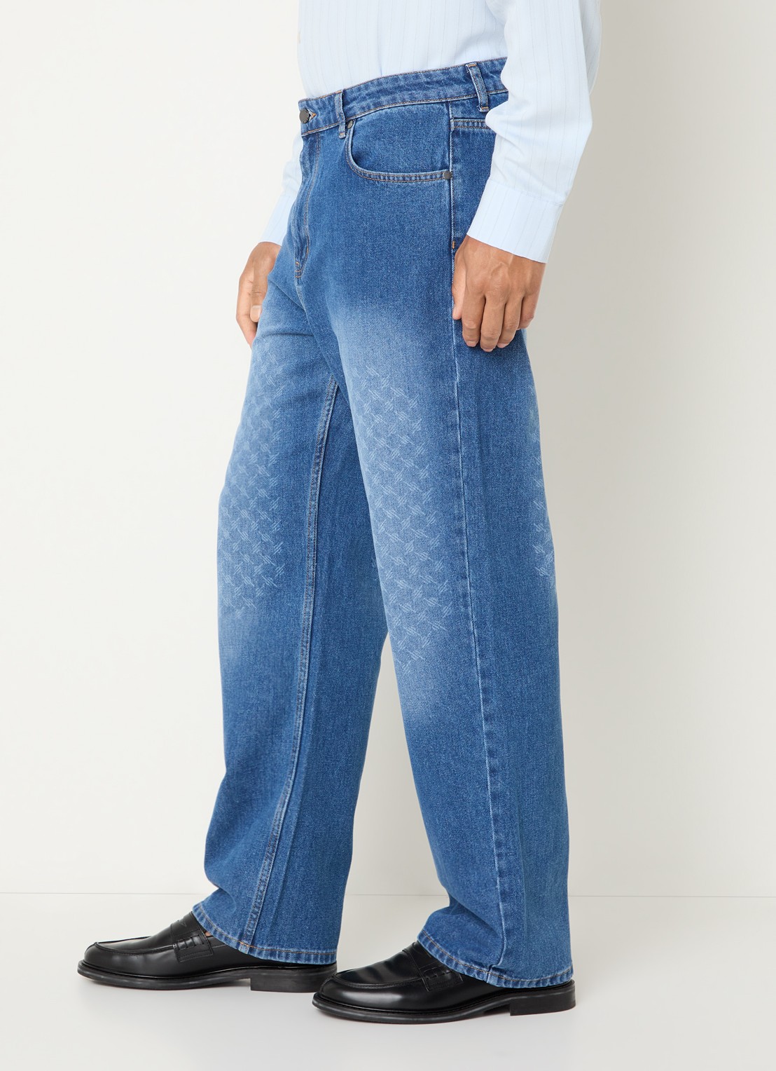 Daily Paper Amba straight leg jeans met logoprint - detail 2 indigo