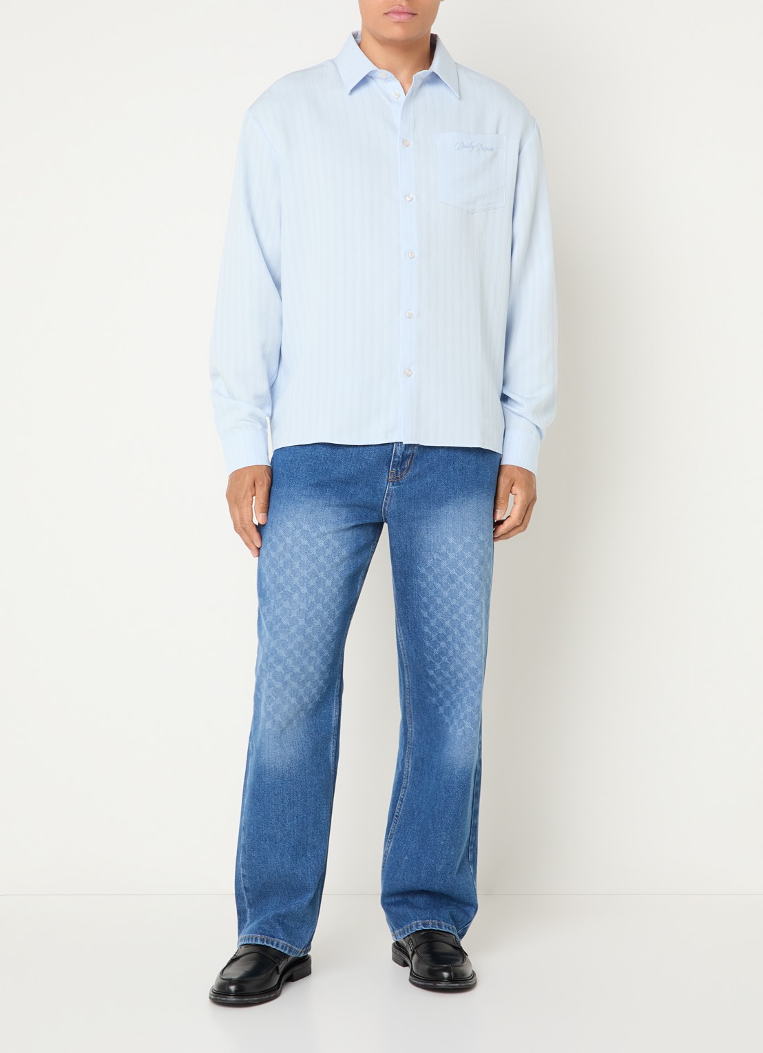 Daily Paper Amba straight leg jeans met logoprint - voorkant 5 indigo