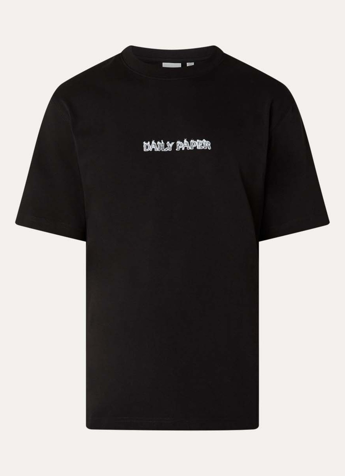 Daily Paper Burned Shield T-shirt met logo- en backprint - voorkant zwart