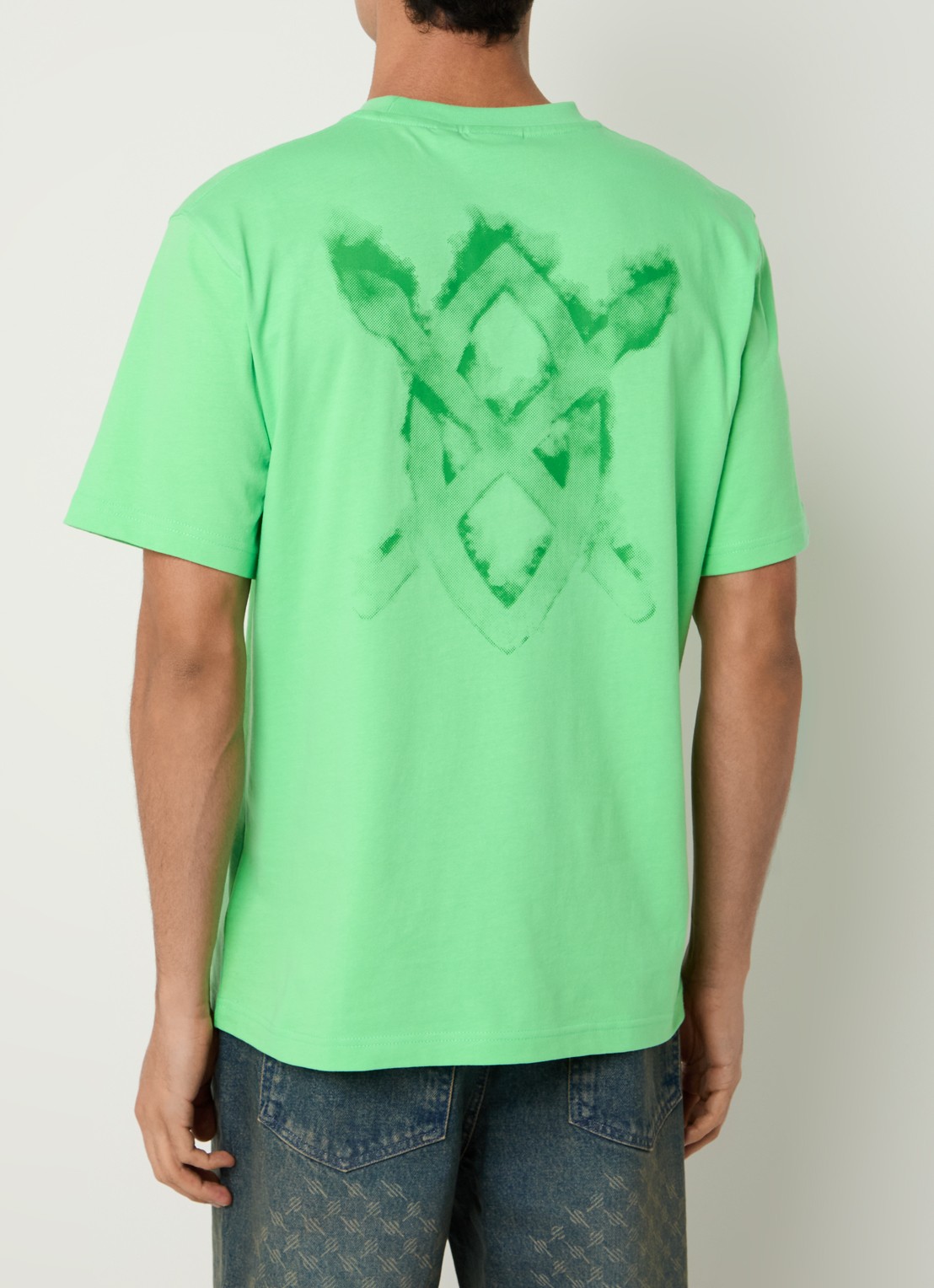 Daily Paper Burned Shield T-shirt met logo- en backprint - detail 3 groen