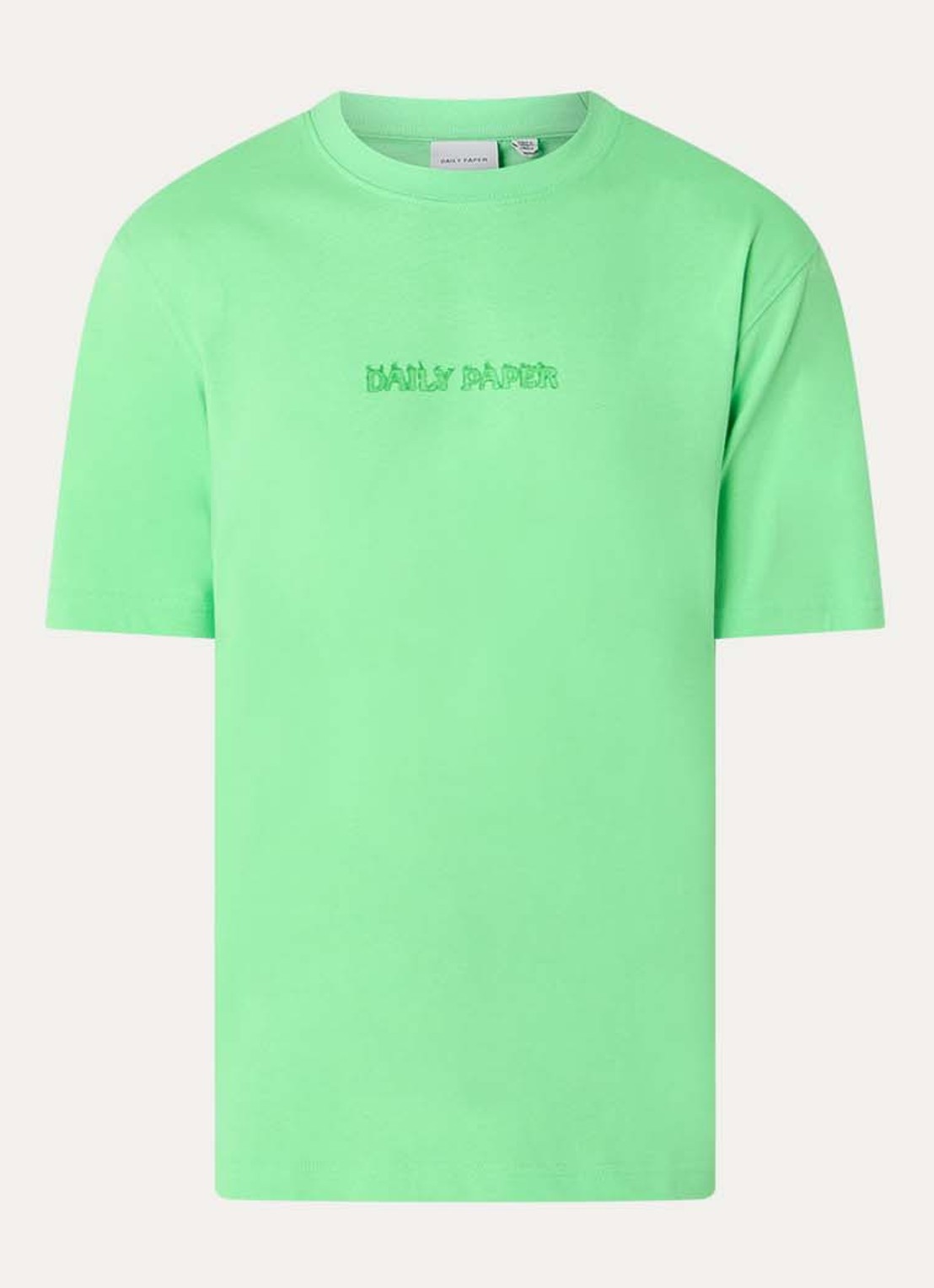 Daily Paper Burned Shield T-shirt met logo- en backprint - voorkant groen