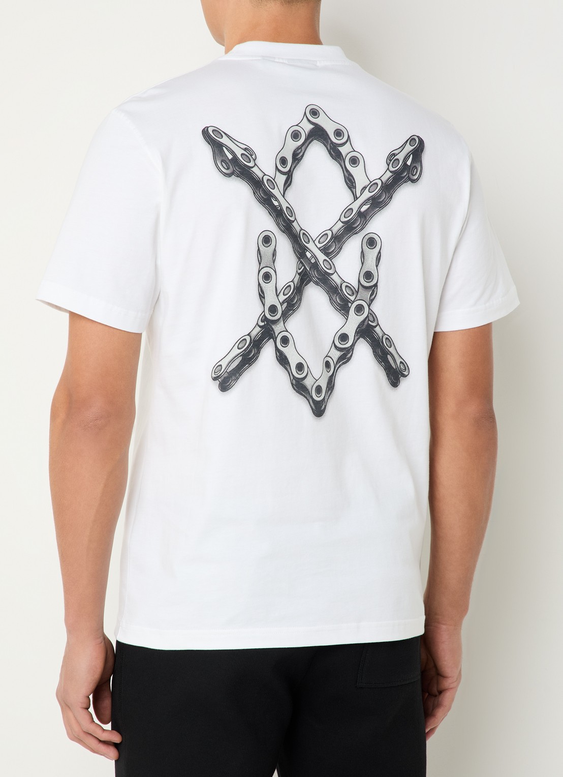 Daily Paper Chain Shield T-shirt met logo- en backprint - detail 4 wit