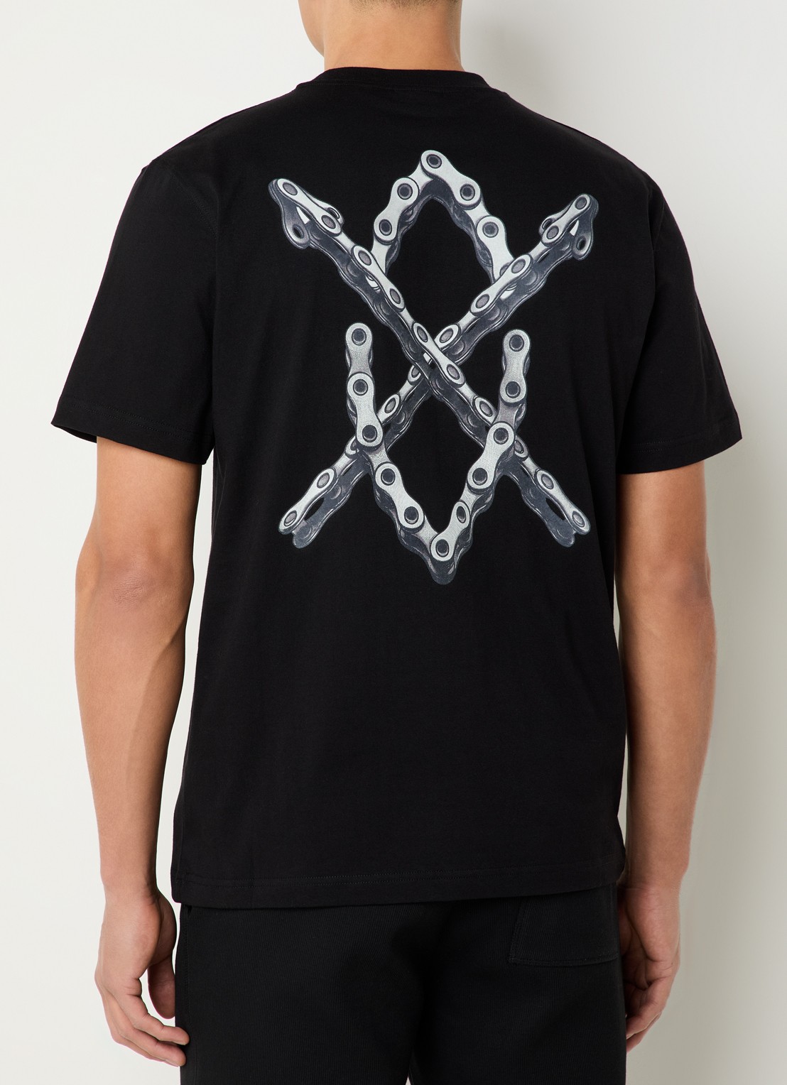 Daily Paper Chain Shield T-shirt met logo- en backprint - detail 4 zwart