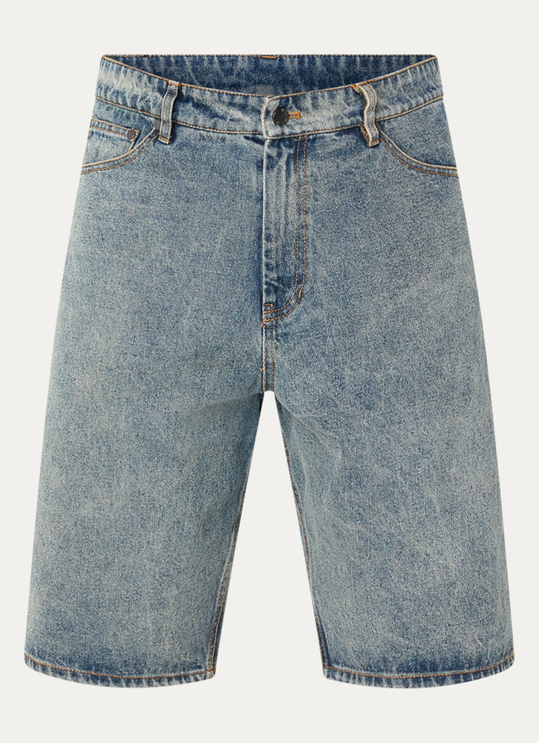 Daily Paper Compact Shield korte broek van denim met medium wassing - voorkant 2 indigo