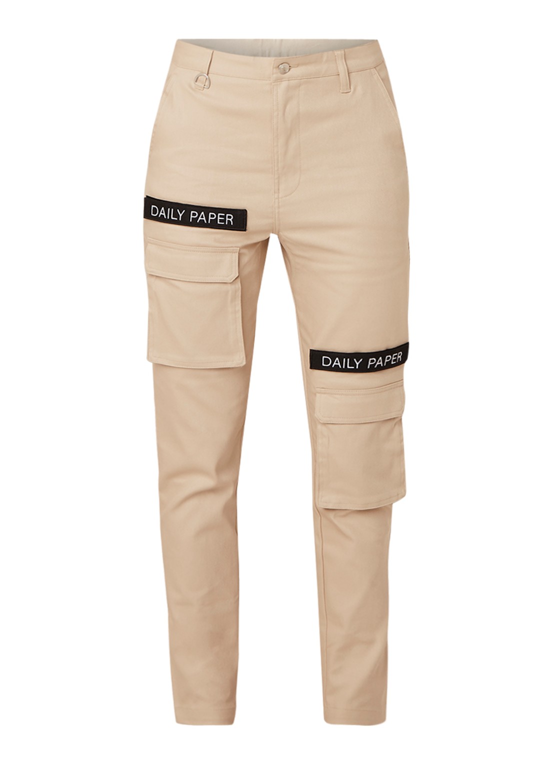 Daily Paper Daily Paper High waist tapered fit cargobroek met logotape - voorkant beige