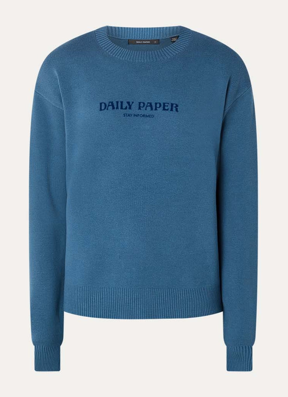 Daily Paper Dias fijngebreide trui met flock logoprint - voorkant petrol
