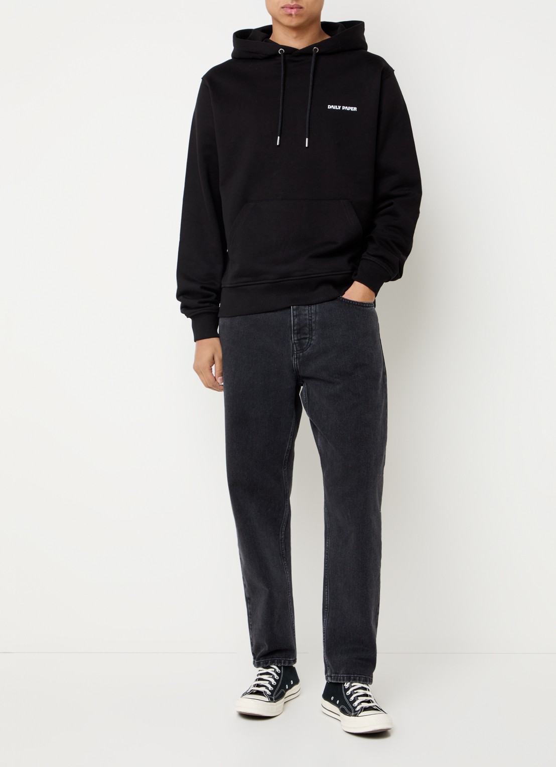 Daily Paper Dias hoodie met logo - voorkant 3 zwart