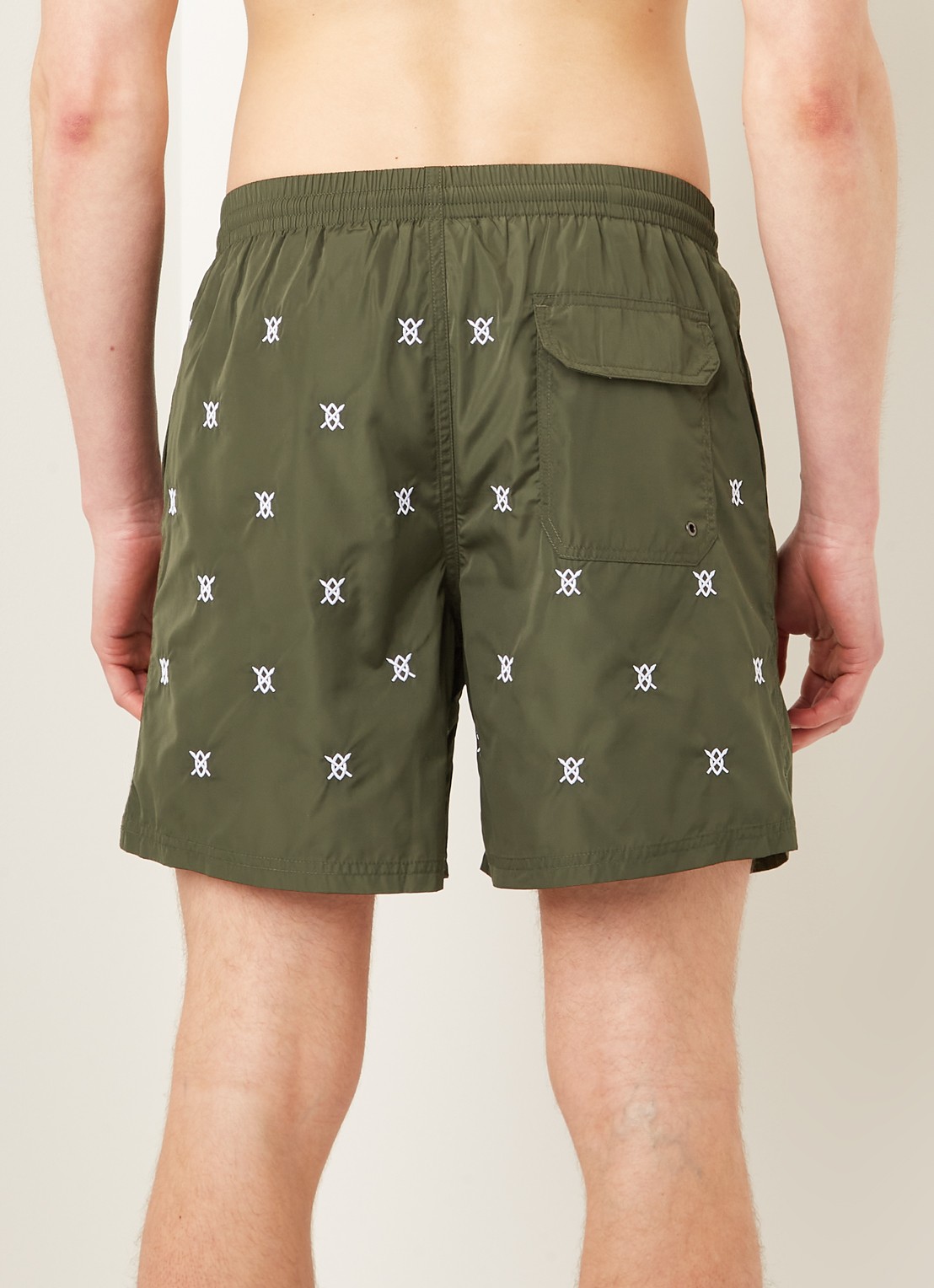 Daily Paper Eswim zwemshorts met logoprint en steekzakken - achterkant 2 legergroen