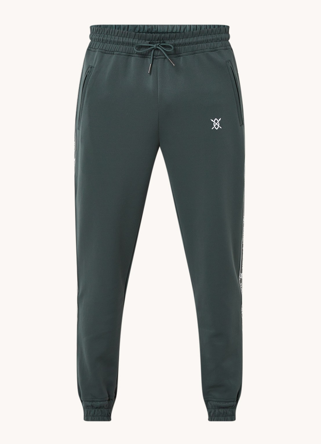 Daily Paper Etape tapered fit cropped trackpants met ritszakken en logoband - voorkant bronsgroen