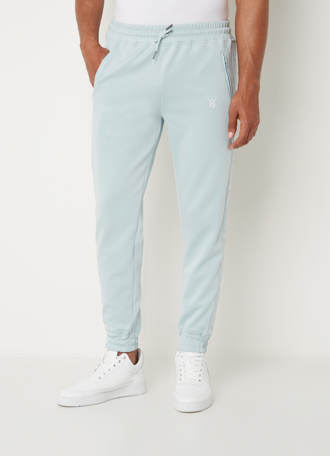 Daily Paper Etape tapered fit cropped trackpants met ritszakken en logoband - detail 3 mint