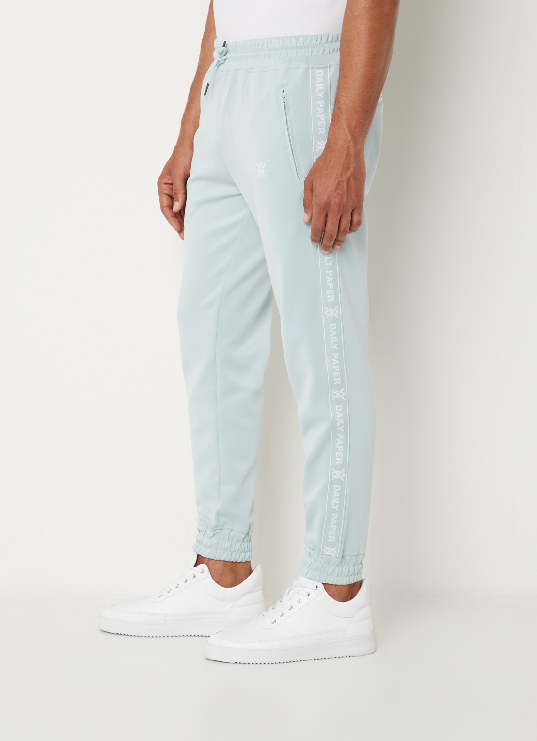 Daily Paper Etape tapered fit cropped trackpants met ritszakken en logoband - detail 4 mint