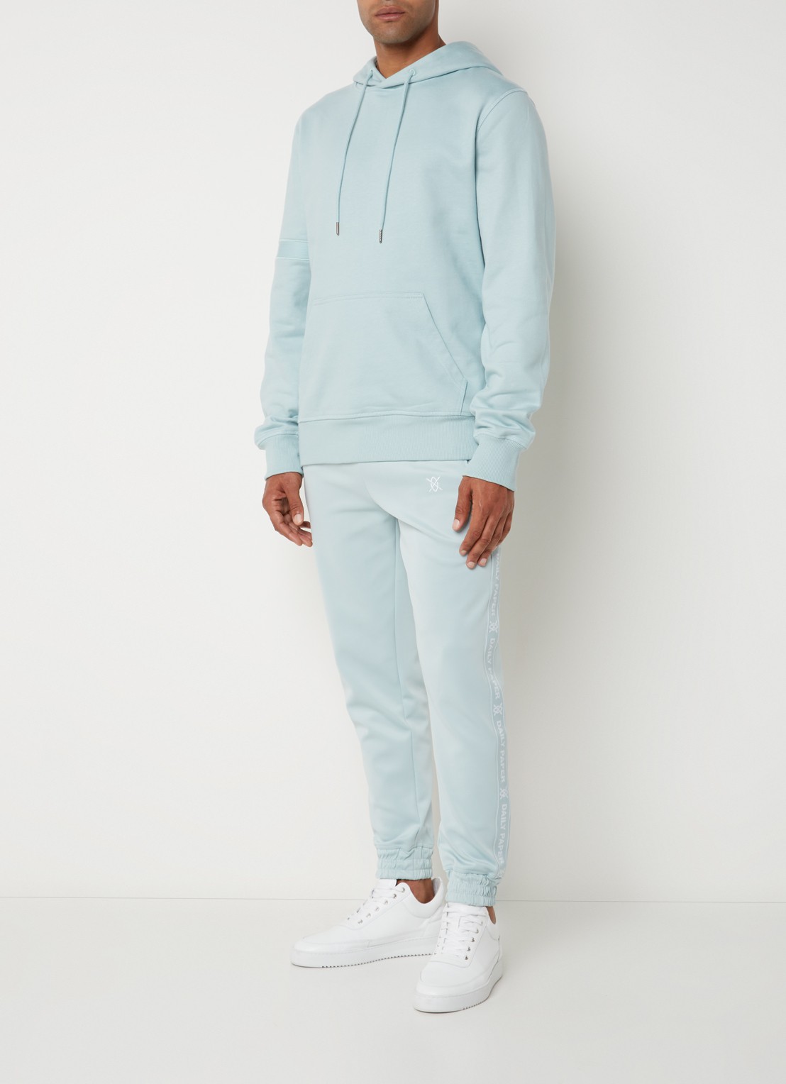 Daily Paper Etape tapered fit cropped trackpants met ritszakken en logoband - voorkant 2 mint