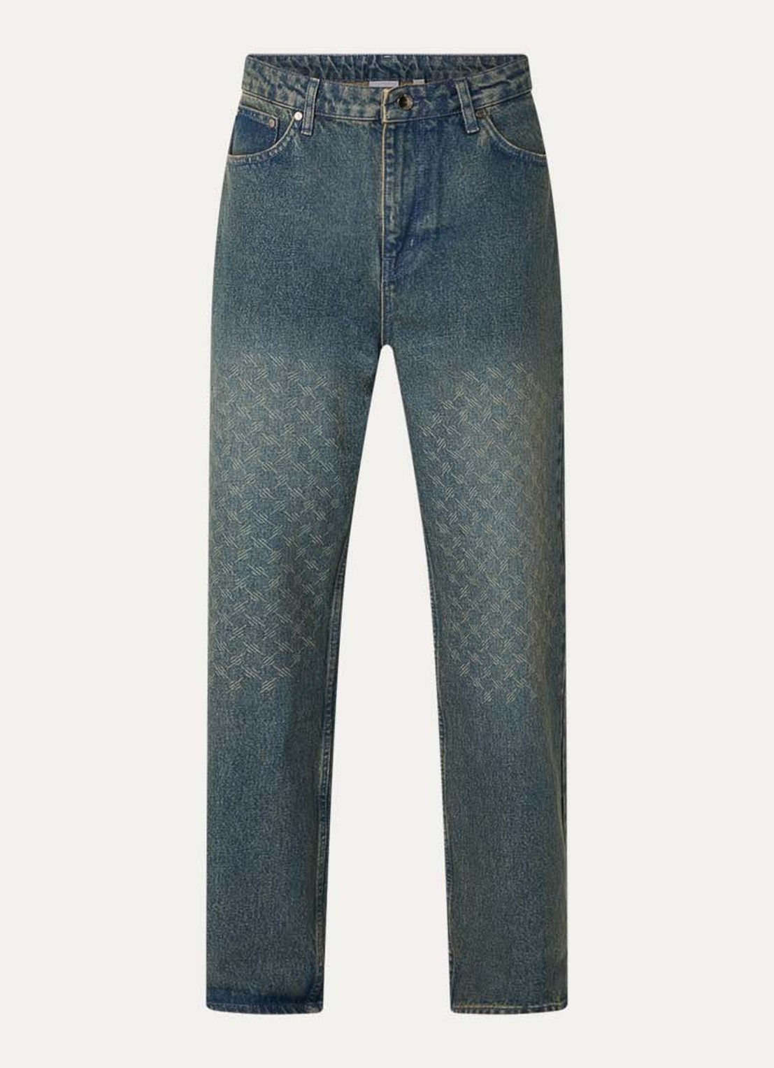 Daily Paper Faced straight leg jeans met medium wassing - voorkant 4 indigo