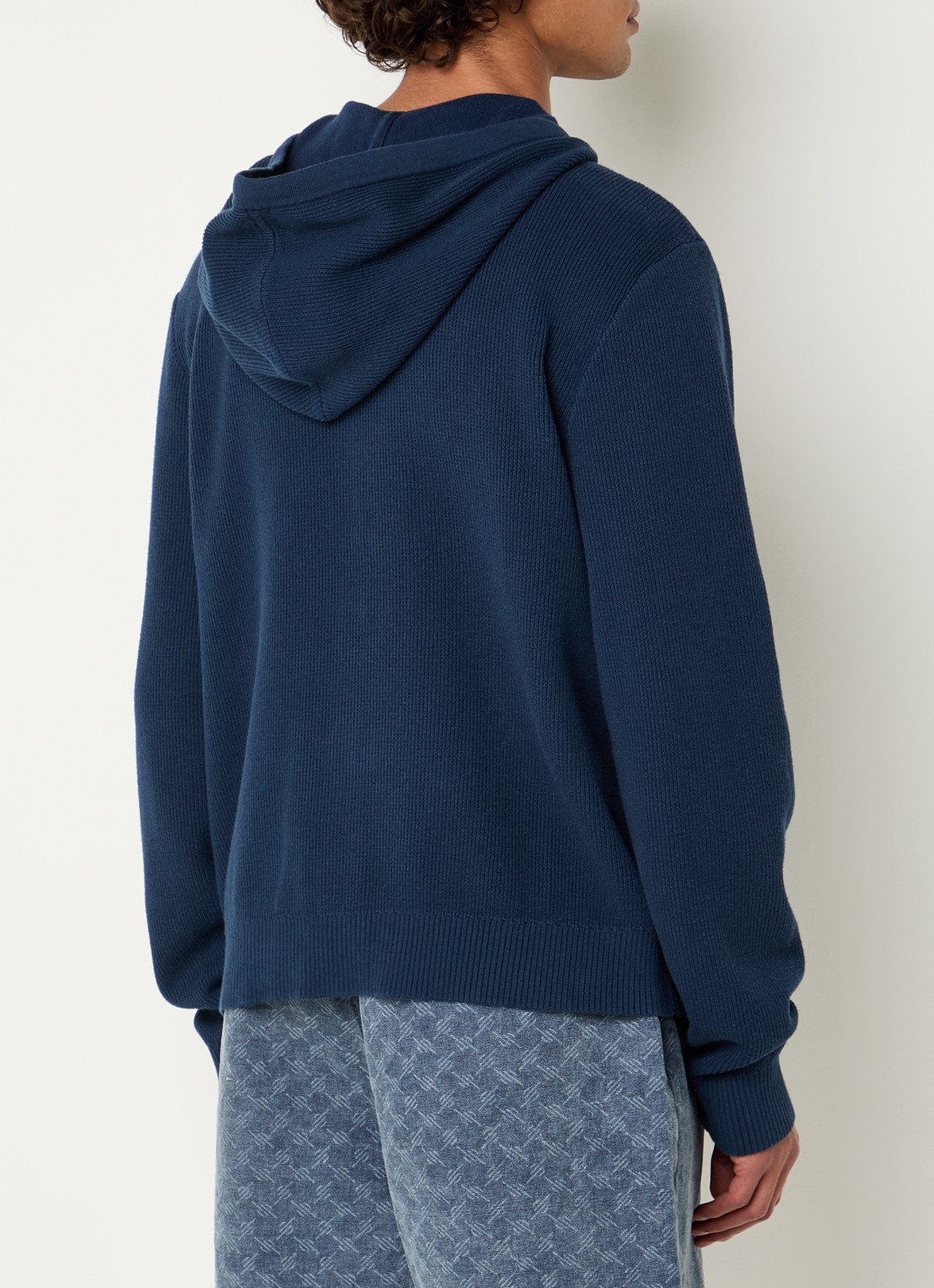 Daily Paper Grofgebreid vest met capuchon - achterkant donkerblauw