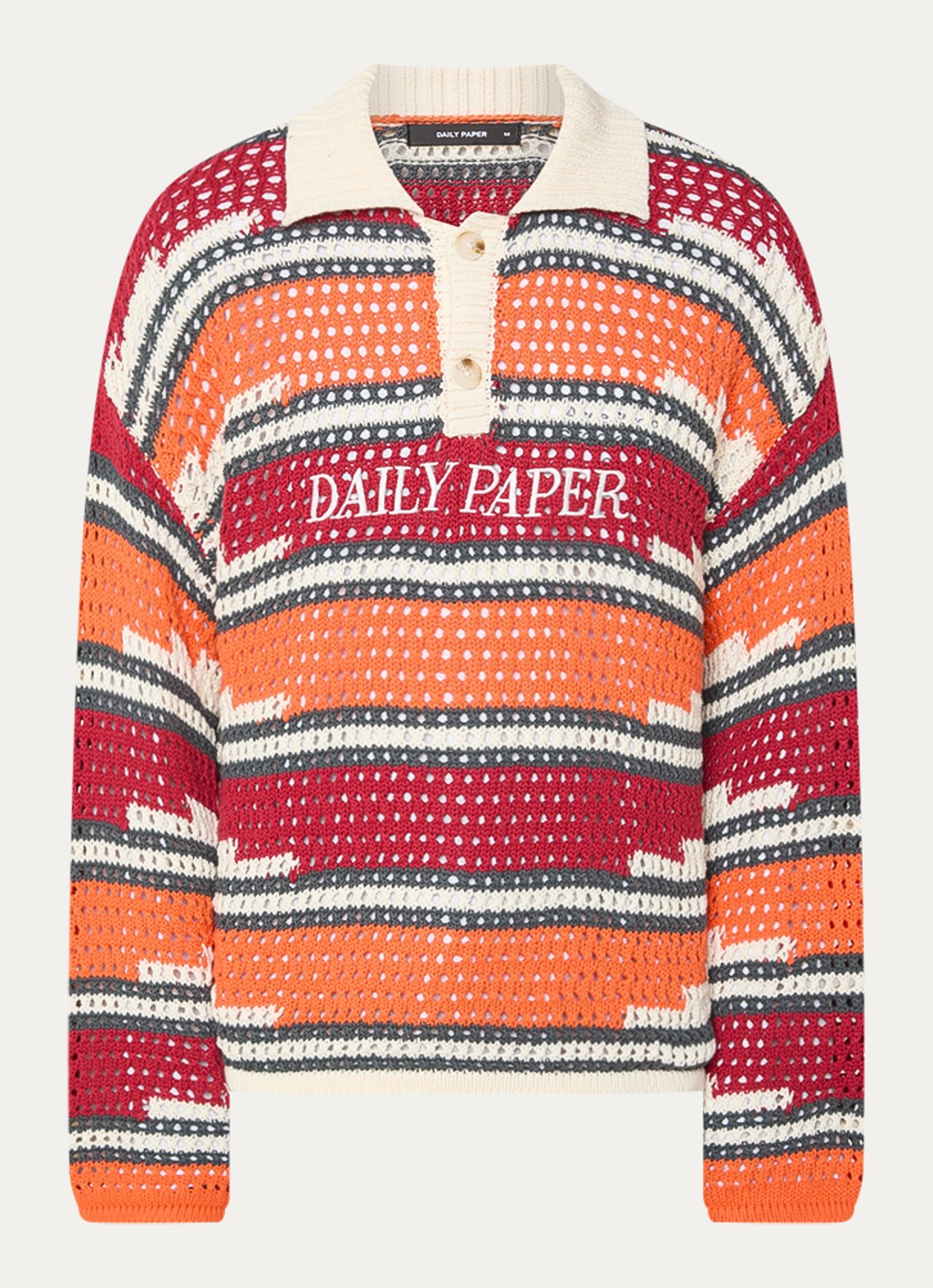 Daily Paper Kente grofgebreide trui met logo - voorkant 3 orange