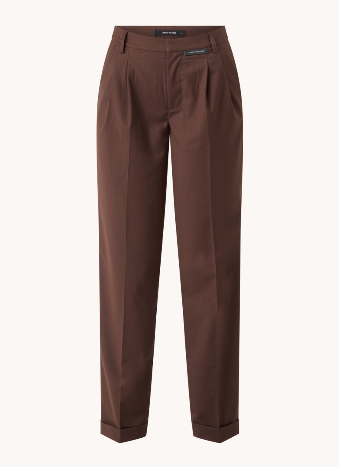 Daily Paper Meadow high waist straight fit pantalon met steekzakken - voorkant 2 donkerbruin