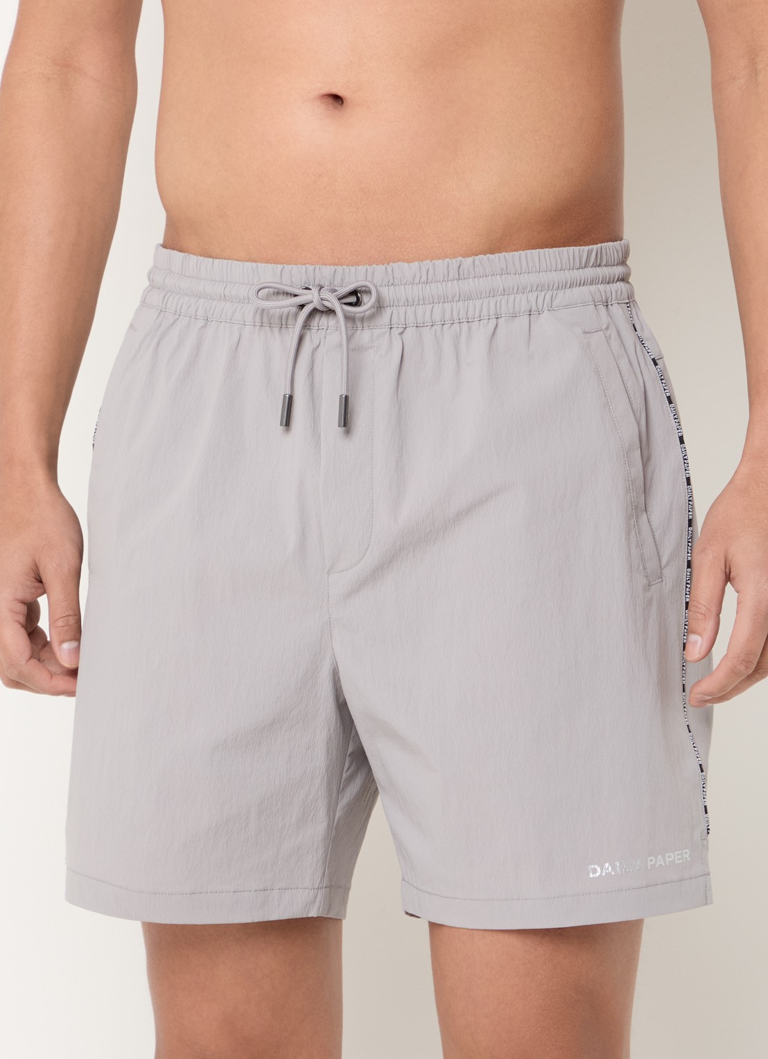 Daily Paper Mehani zwemshorts met logoband en steekzakken - detail 4 lichtgrijs