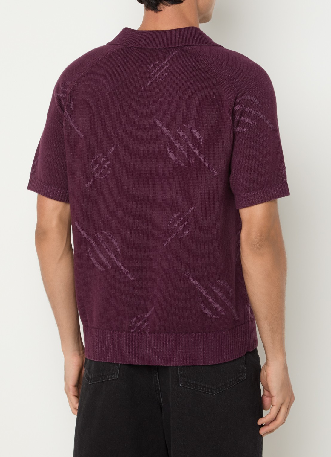 Daily Paper Monogram fijngebreide polo - achterkant 3 aubergine