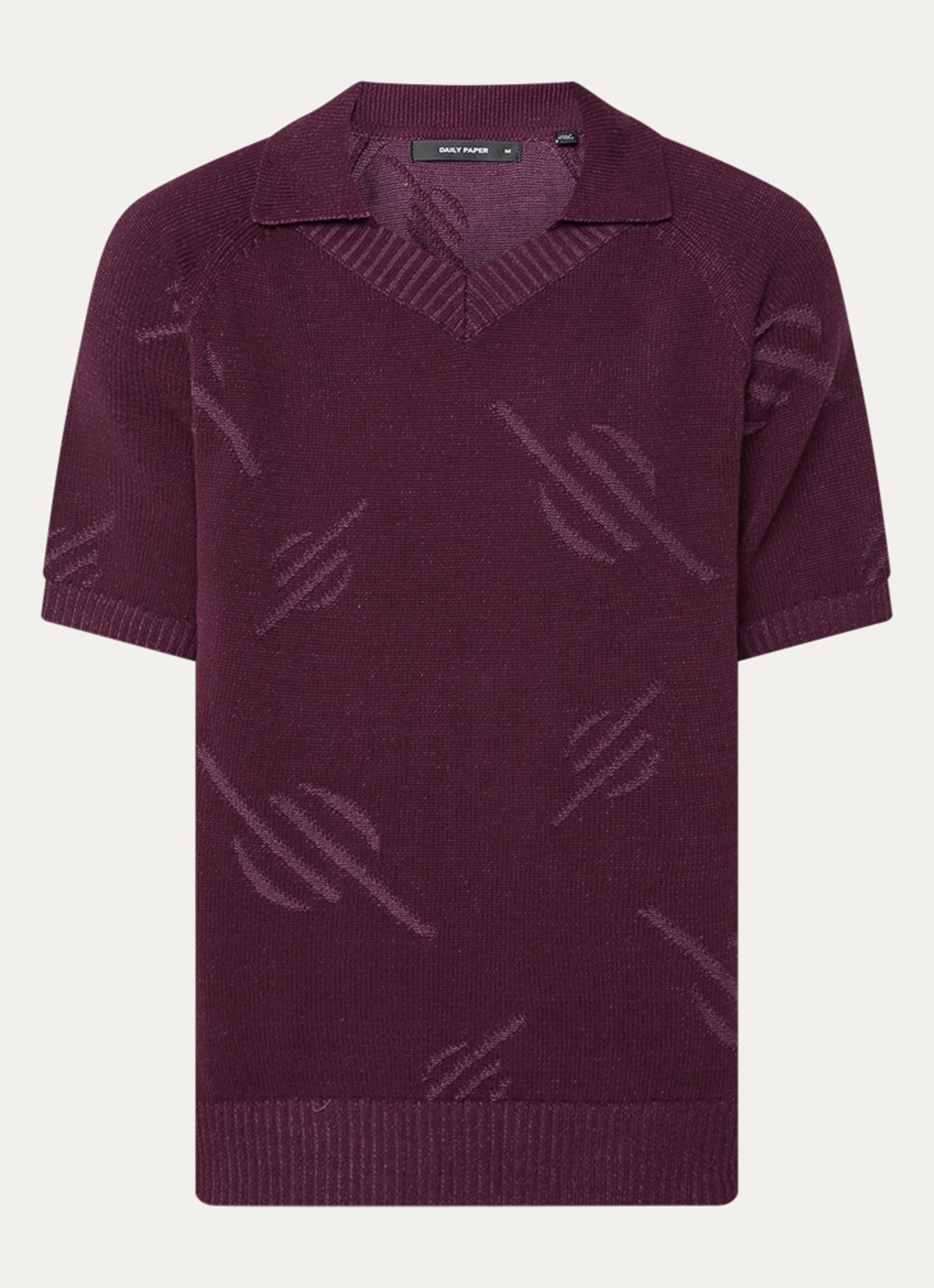 Daily Paper Monogram fijngebreide polo - voorkant aubergine