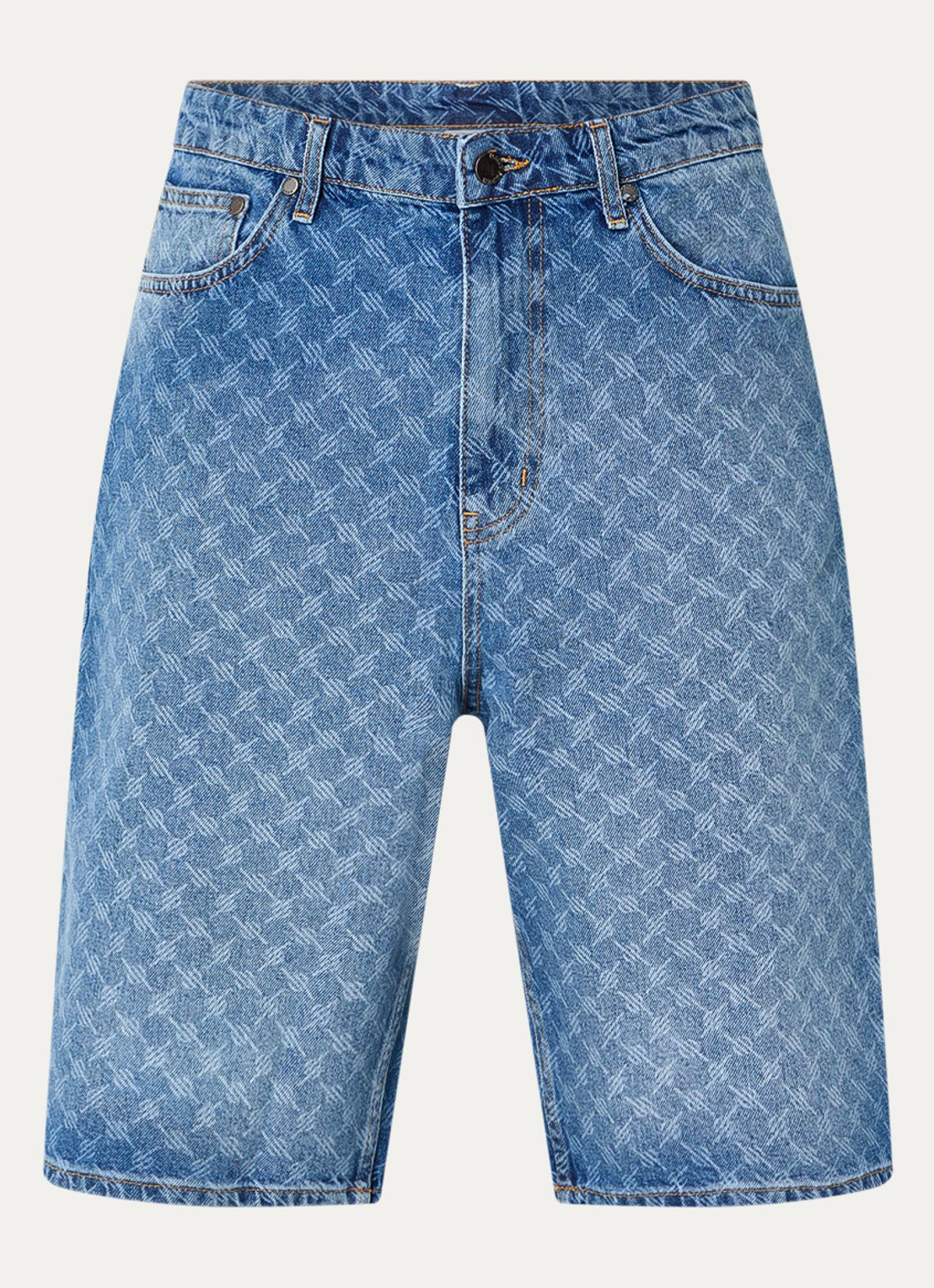 Daily Paper Monogram loose fit korte broek van denim met logoprint - voorkant 3 indigo